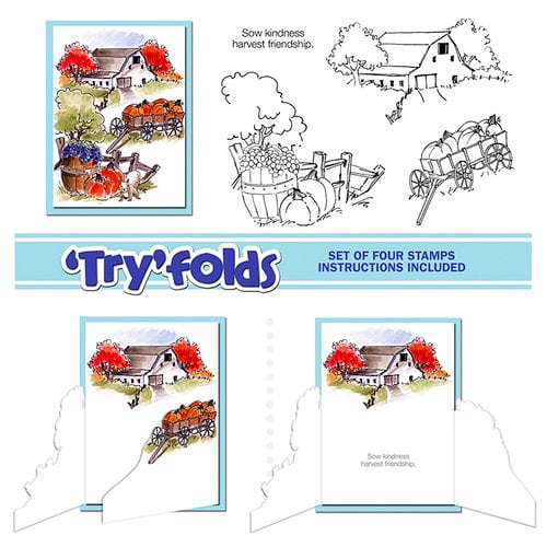 Art Impressions - Tryfolds Collection - Unmounted Rubber Stamp Set - Harvest