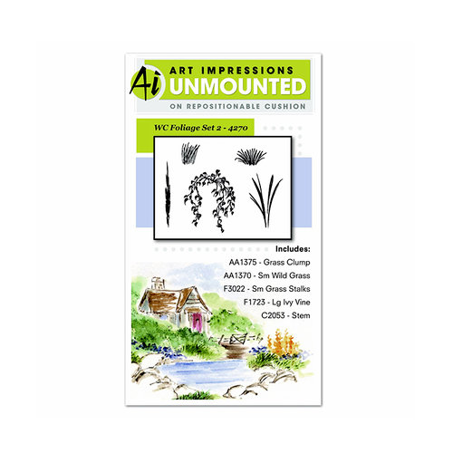 Art Impressions - Watercolor Collection - Unmounted Rubber Stamp Set - Foliage Set 2