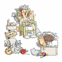Art Impressions - Tryfolds Collection - Unmounted Rubber Stamp Set - Cat Lady