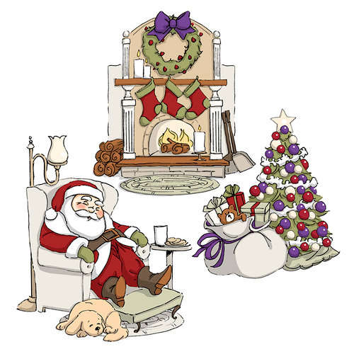 Art Impressions - Tryfolds Collection - Christmas - Unmounted Rubber Stamp Set - Sleepy Santa