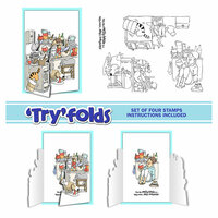Art Impressions - Tryfolds Collection - Unmounted Rubber Stamp Set - Messy House