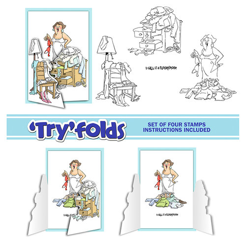 Art Impressions - Tryfolds Collection - Unmounted Rubber Stamp Set - Floordrobe