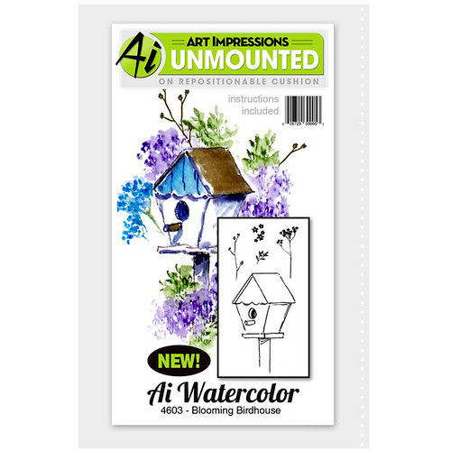 Art Impressions Watercolor Minis Blooming Birdhouse Stamp Set