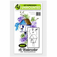 Art Impressions - Watercolor Minis Collection - Unmounted Rubber Stamp Set - Blooming Birdhouse