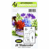 Art Impressions - Watercolor Minis Collection - Unmounted Rubber Stamp Set - Chest of Flowers