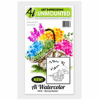 Art Impressions - Watercolor Minis Collection - Unmounted Rubber Stamp Set - Spring Basket