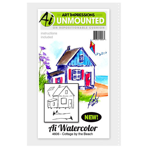 Art Impressions - Watercolor Minis Collection - Unmounted Rubber Stamp Set - Cottage By the Beach