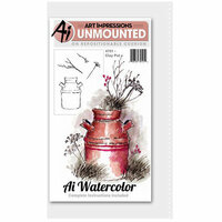 Art Impressions - Watercolor Minis Collection - Unmounted Rubber Stamp Set - Clay Pot