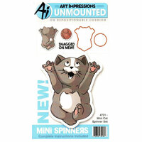 Art Impressions - Mini Spinners Collection - Die and Unmounted Rubber Stamp Set - Cat