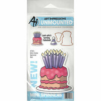 Art Impressions - Mini Spinners Collection - Die and Unmounted Rubber Stamp Set - Cake