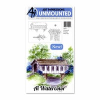 Art Impressions - Watercolor Minis Collection - Unmounted Rubber Stamp Set - Covered Bridge