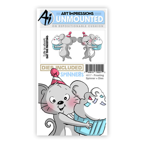 Art Impressions - Spinners Collection - Die and Unmounted Rubber Stamp Set - Frosting