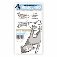 Art Impressions - Spinners Collection - Die and Unmounted Rubber Stamp Set - Scaredy