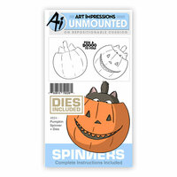 Art Impressions - Spinners Collection - Halloween - Die and Unmounted Rubber Stamp Set - Pumpkin