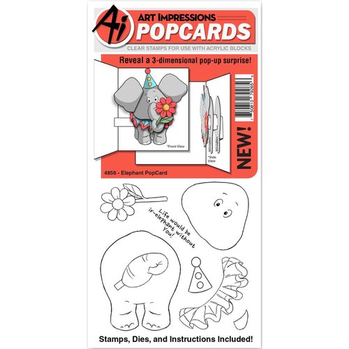 Art Impressions - PopCards Collection - Die and Unmounted Rubber Stamp Set - Elephant