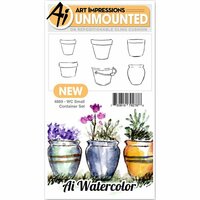 Art Impressions - Watercolor Collection - Unmounted Rubber Stamp Set - Small Container