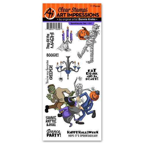 Art Impressions - Halloween Collection - Clear Photopolymer Stamp Set - Spooktacular