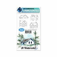 Art Impressions - Watercolor Collection - Unmounted Rubber Stamp Set - Mini Cottages