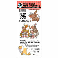 Art Impressions - Funny Farm Collection - Clear Photopolymer Stamp Set - Guinea Pig Out