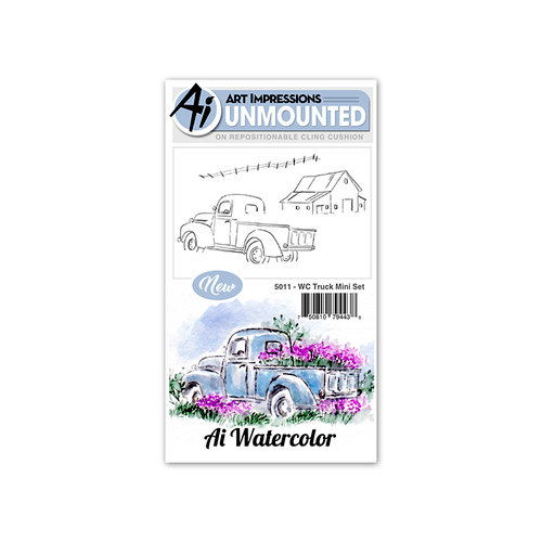 Art Impressions - Watercolor Collection - Unmounted Rubber Stamp Set - Truck Mini