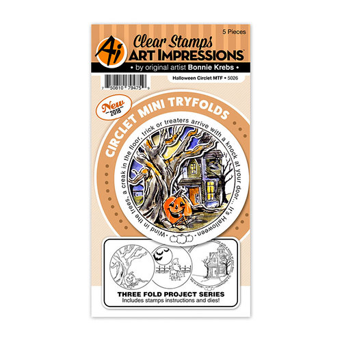 Art Impressions - Circlet Mini Tryfolds Collection - Stamp and Die Set - Halloween