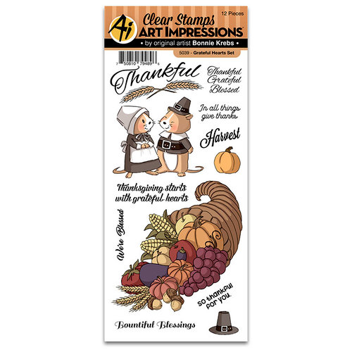 Art Impressions - Thanksgiving Collection - Clear Photopolymer Stamp Set - Grateful Hearts