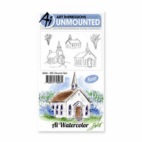 Art Impressions - Watercolor Collection - Unmounted Rubber Stamp Set - Church