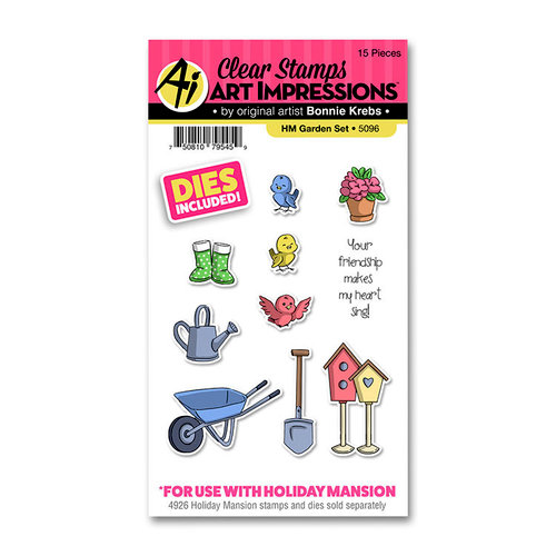 Art Impressions - Holiday Mansion Collection - Die and Clear Photopolymer Stamp Set - Garden