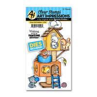 Art Impressions - Cubbies Collection - Die and Clear Photopolymer Stamp Set - Cozy Cat
