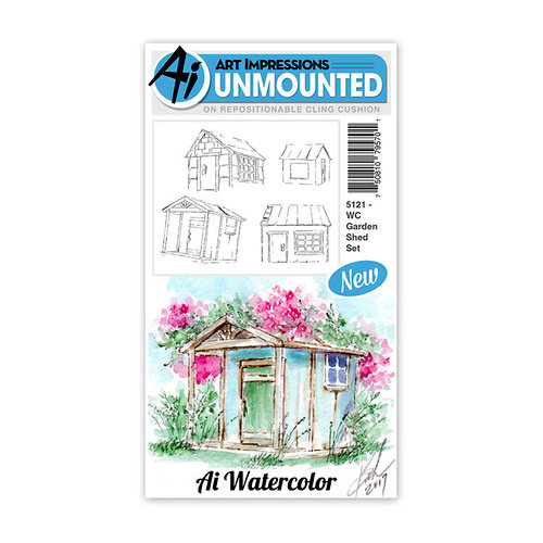 Art Impressions Watercolor Cling Rubber Stamps 4X7-Rustic Cabins 