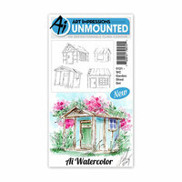 Art Impressions - Watercolor Collection - Unmounted Rubber Stamp Set - Garden Shed