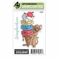 Art Impressions - Clear Photopolymer Stamp - Exclusive Mouse with Ice Cream Cone