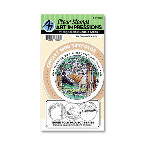 Art Impressions - Circlet Mini Tryfolds Collection - Stamp and Die Set - Elk