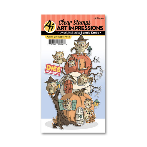 Art Impressions - Cubbies Collection - Halloween - Die and Clear Photopolymer Stamp Set - Autumn Owl