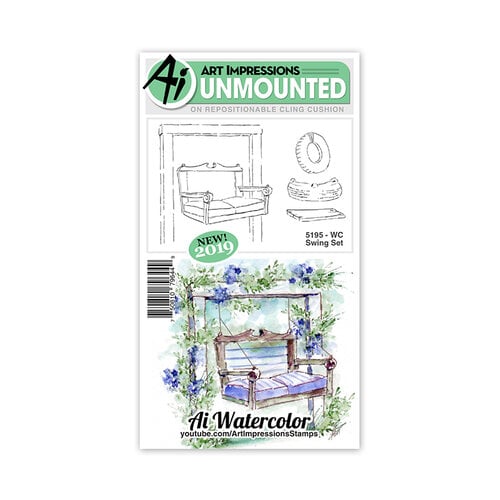 Art Impressions - Watercolor Collection - Unmounted Rubber Stamp Set - Swing