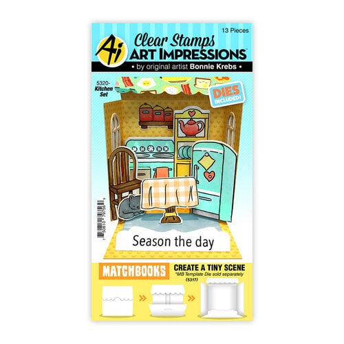 Art Impressions - Matchbook Collection - Die and Clear Photopolymer Stamp Set - Kitchen