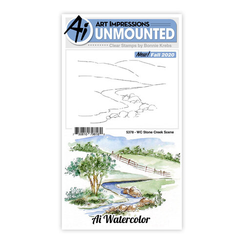 Art Impressions - Watercolor Collection - Clear Photopolymer Stamps - Stone Creek Scene
