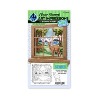 Art Impressions - Windows to the World Collection - Die and Clear Photopolymer Stamp Set - Deer Window Accessory