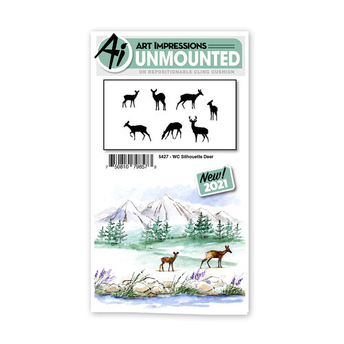 Art Impressions - Watercolor Collection - Unmounted Rubber Stamp Set - Silhouette Deer