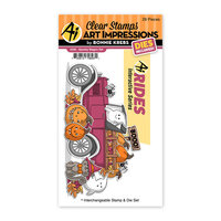 Art Impressions - Rides Collection - Die and Clear Photopolymer Stamp Set - Spooky Wagon