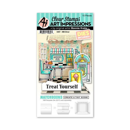 Art Impressions - Matchbook Collection - Die and Clear Photopolymer Stamp Set - Diner
