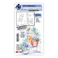 Art Impressions - Watercolor Journals Collection - Clear Photopolymer Stamps - Rocker and Plant Stand
