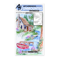 Art Impressions - Scenic Foundations Collection - Clear Photopolymer Stamps - Wooden Cabin