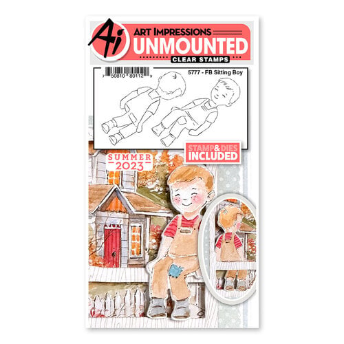 Art Impressions - Die and Clear Photopolymer Stamp Set - Sitting Boy