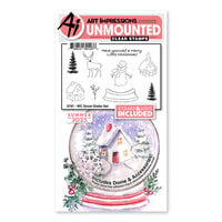 Art Impressions - Watercolor Collection - Die and Clear Photopolymer Stamp Set - Snow Globe