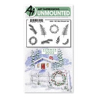 Art Impressions - Watercolor Collection - Clings - Repositionable Unmounted Rubber Stamps - Mini Wreath