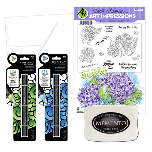 Art Impressions - Clear Photopolymer Stamp Set - Hydrangeas Card Making Bundle Two