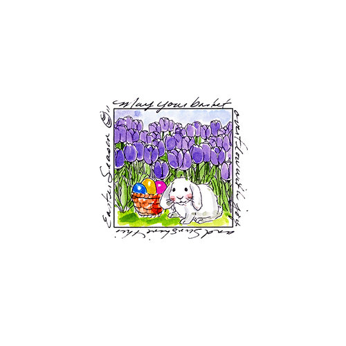 Art Impressions - Windows to the World Collection - Unmounted Rubber Stamp Set - Bunny in Tulips