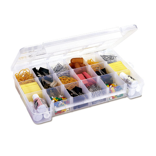 Craft Design - Storage Case - Large with 2 Fixed Dividers - Clear