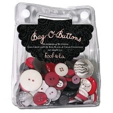 Autumn Leaves - Foofala - Red -  Black and Cream Collection - Bag-O-Buttons